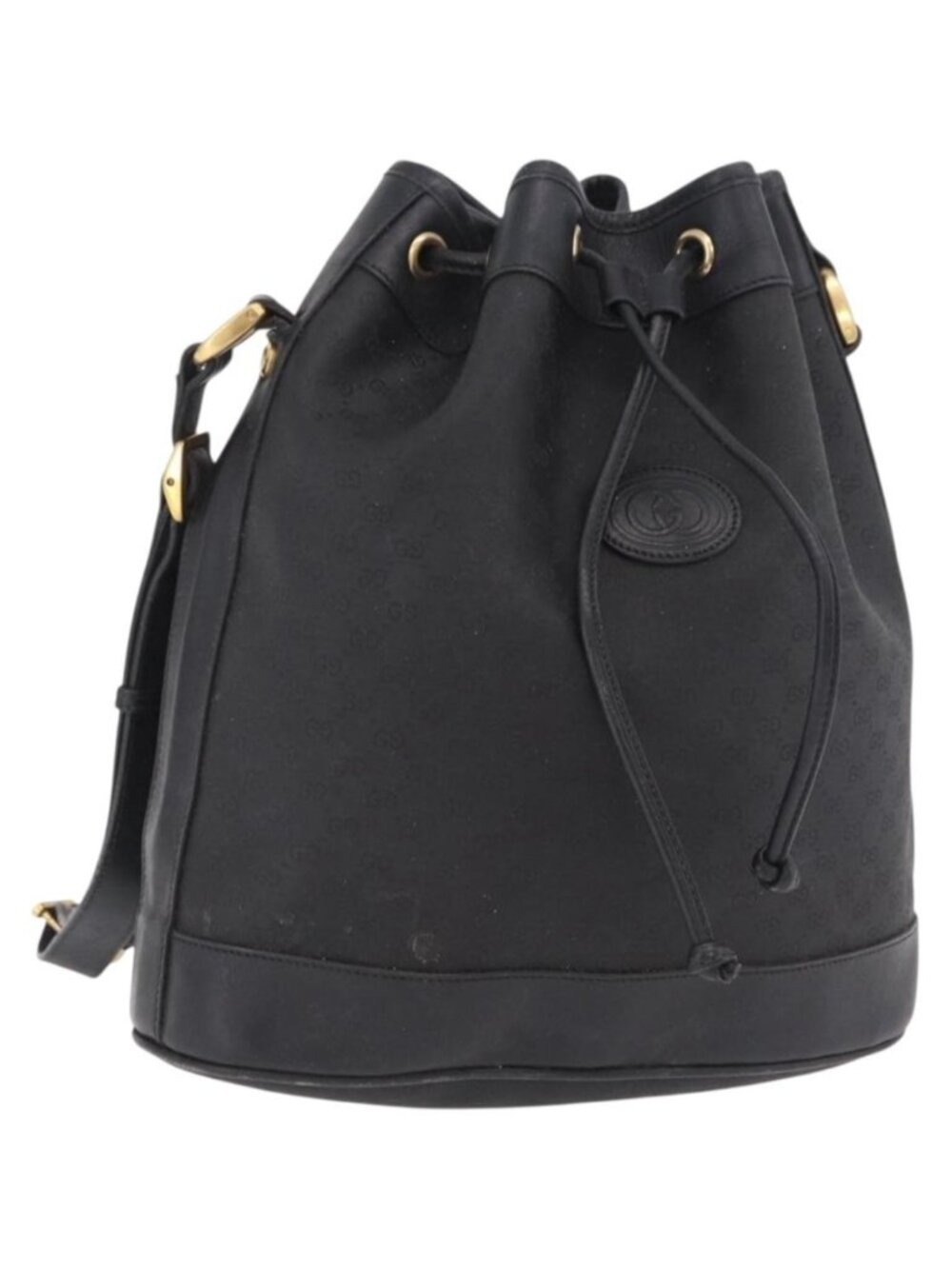 GUCCI Micro GG Supreme Shoulder Bag PVC Black Gold 001 86 0533